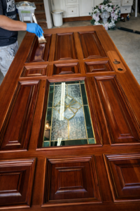 Staining door exterior staining