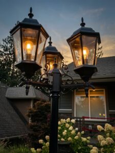 Painted lamp post exterior painting