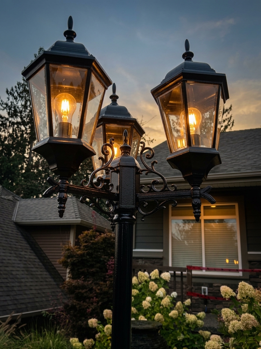 Painted lamp post exterior painting